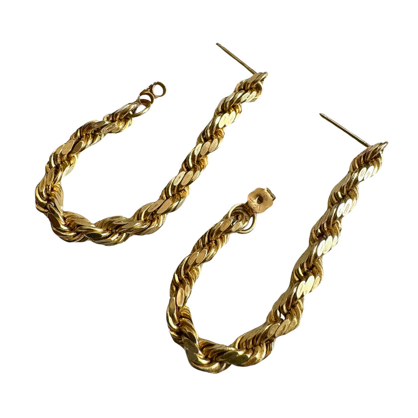 SOLID GOLD ROPE CHAIN DANGLERS