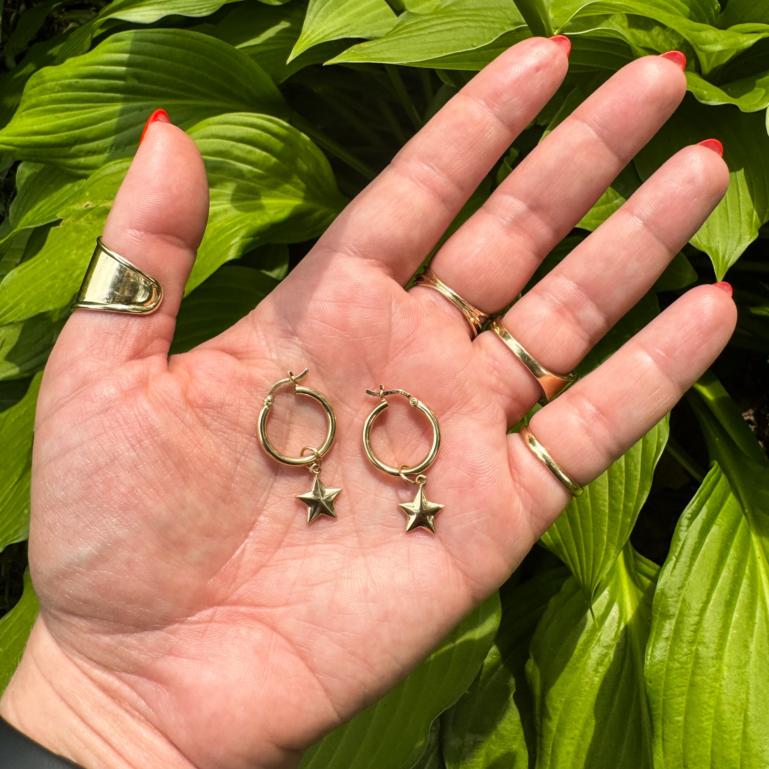 YOU'RE A STAR 14K GOLD HOOP EARRINGS