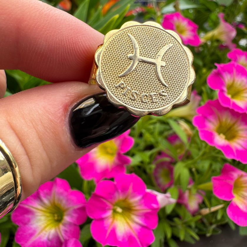 '70s PISCES ZODIAC ADJUSTABLE RING