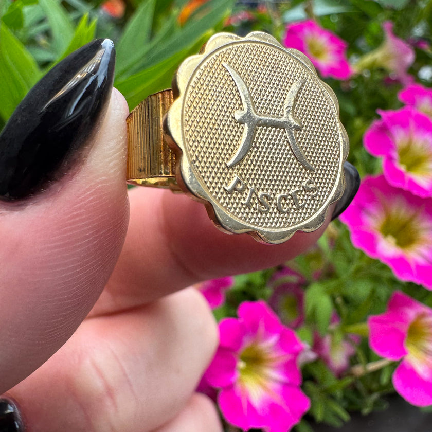 '70s PISCES ZODIAC ADJUSTABLE RING