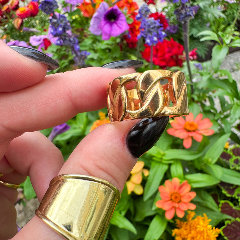 BRONZE MILOR ITALY CHAIN-LINK STATEMENT RING