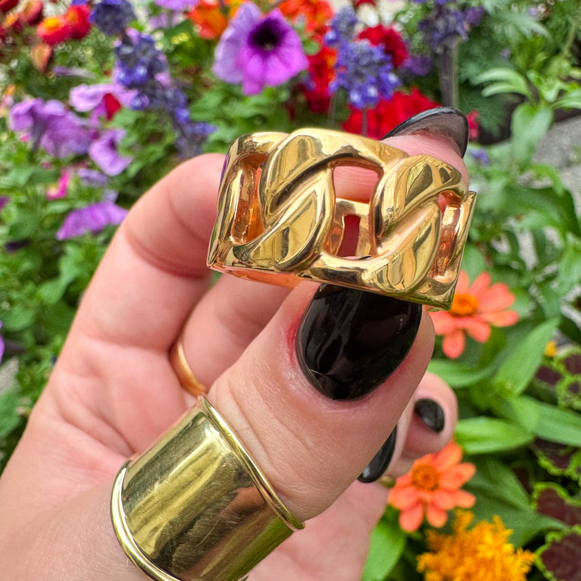 BRONZE MILOR ITALY CHAIN-LINK STATEMENT RING