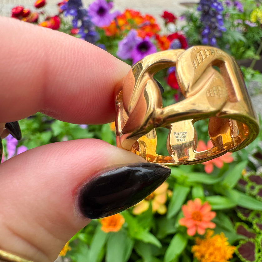 BRONZE MILOR ITALY CHAIN-LINK STATEMENT RING