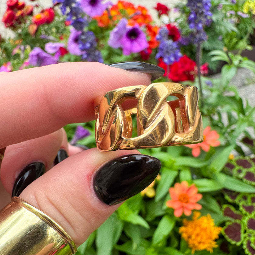 BRONZE MILOR ITALY CHAIN-LINK STATEMENT RING