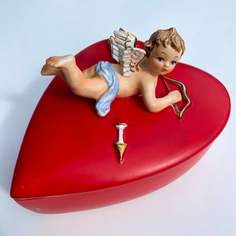 1950s LEFTON CHERUB HEART JEWELRY BOX