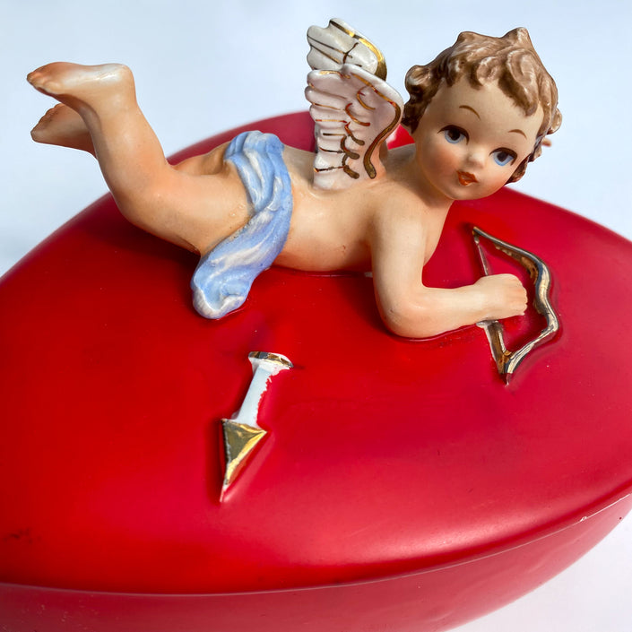 1950s LEFTON CHERUB HEART JEWELRY BOX