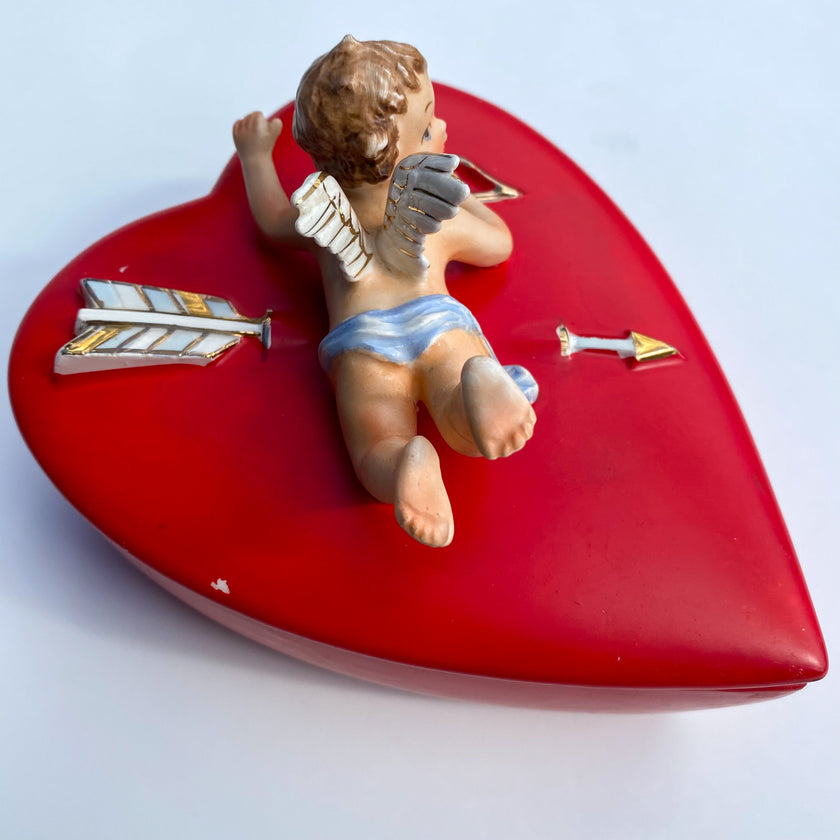 1950s LEFTON CHERUB HEART JEWELRY BOX