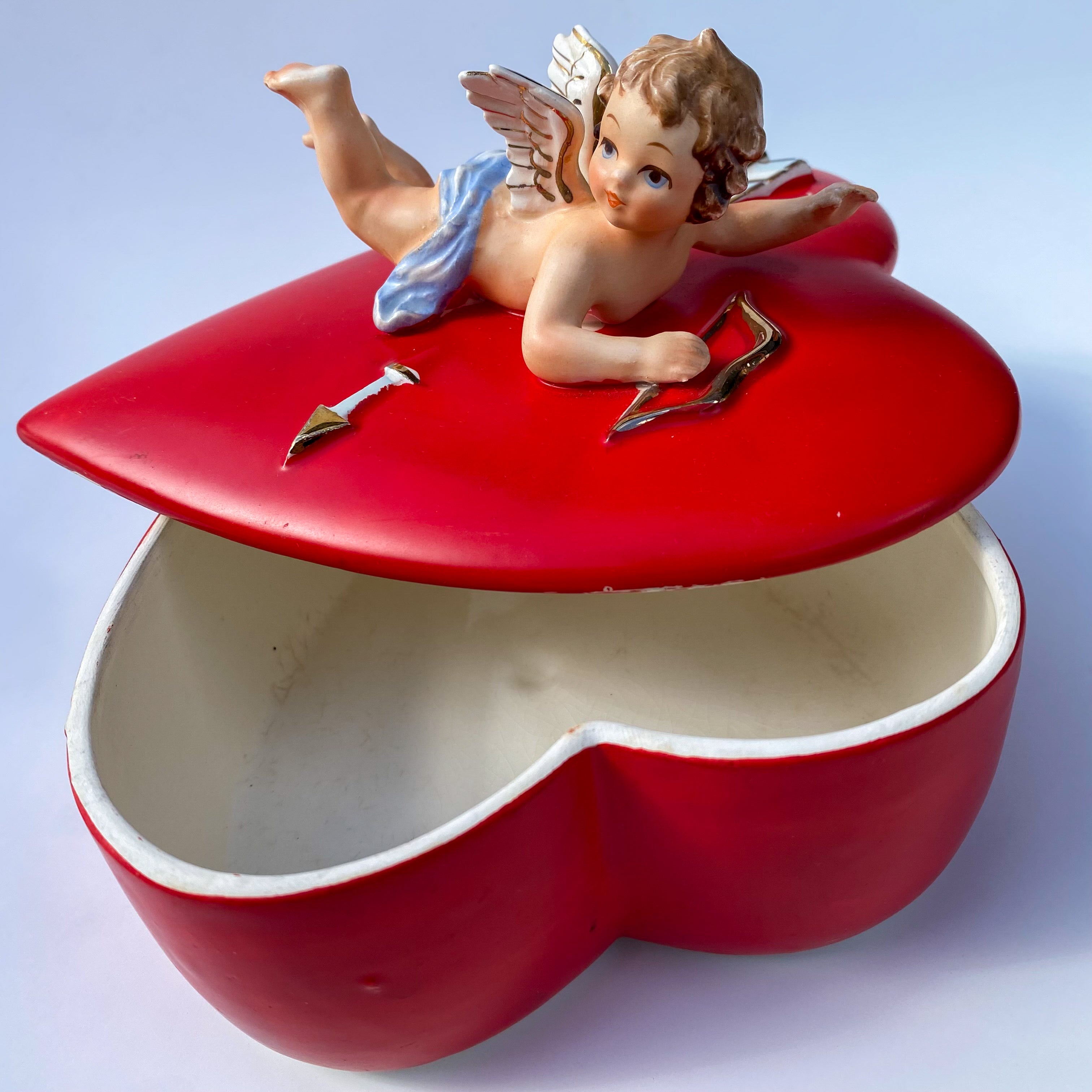 1950s LEFTON CHERUB HEART JEWELRY BOX