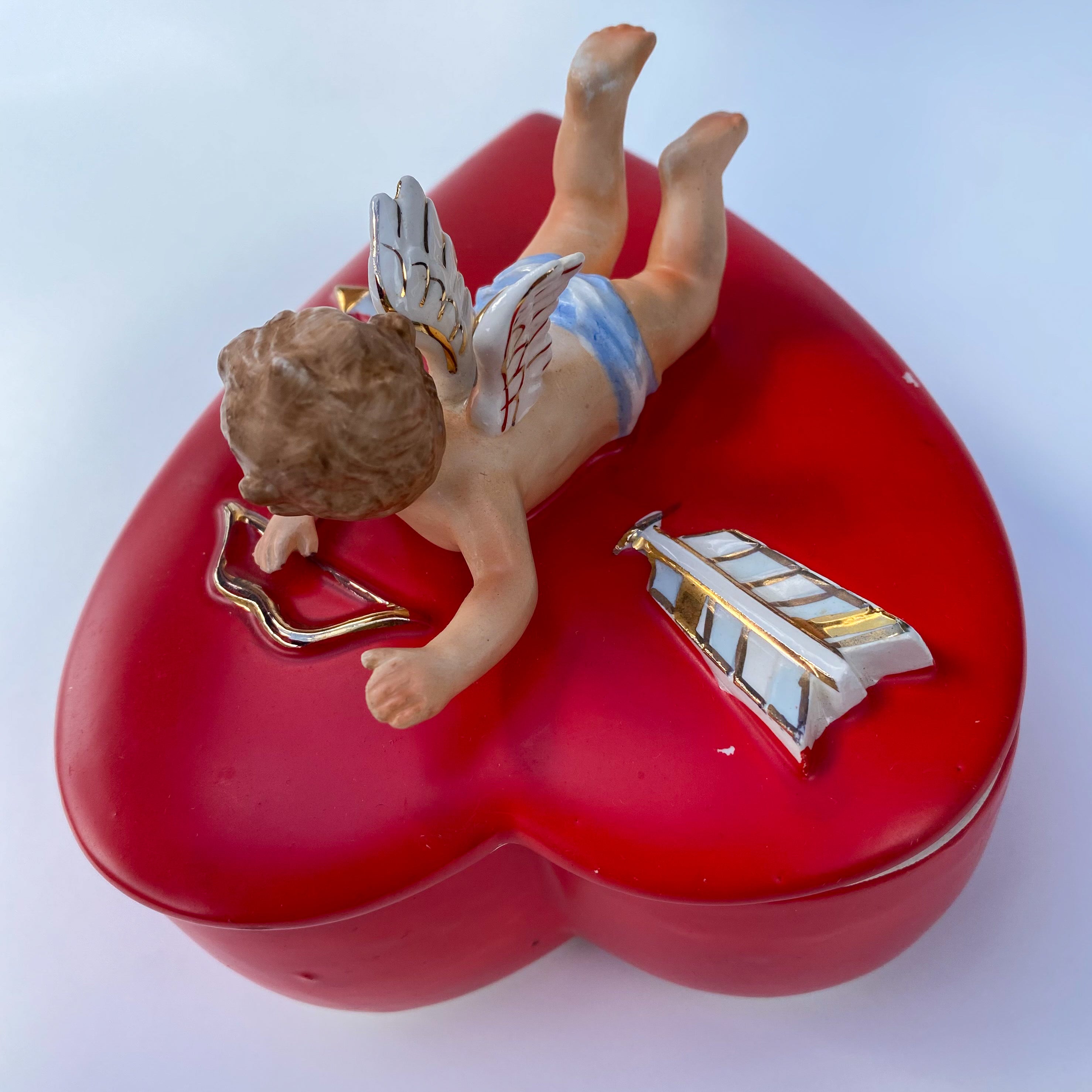 1950s LEFTON CHERUB HEART JEWELRY BOX