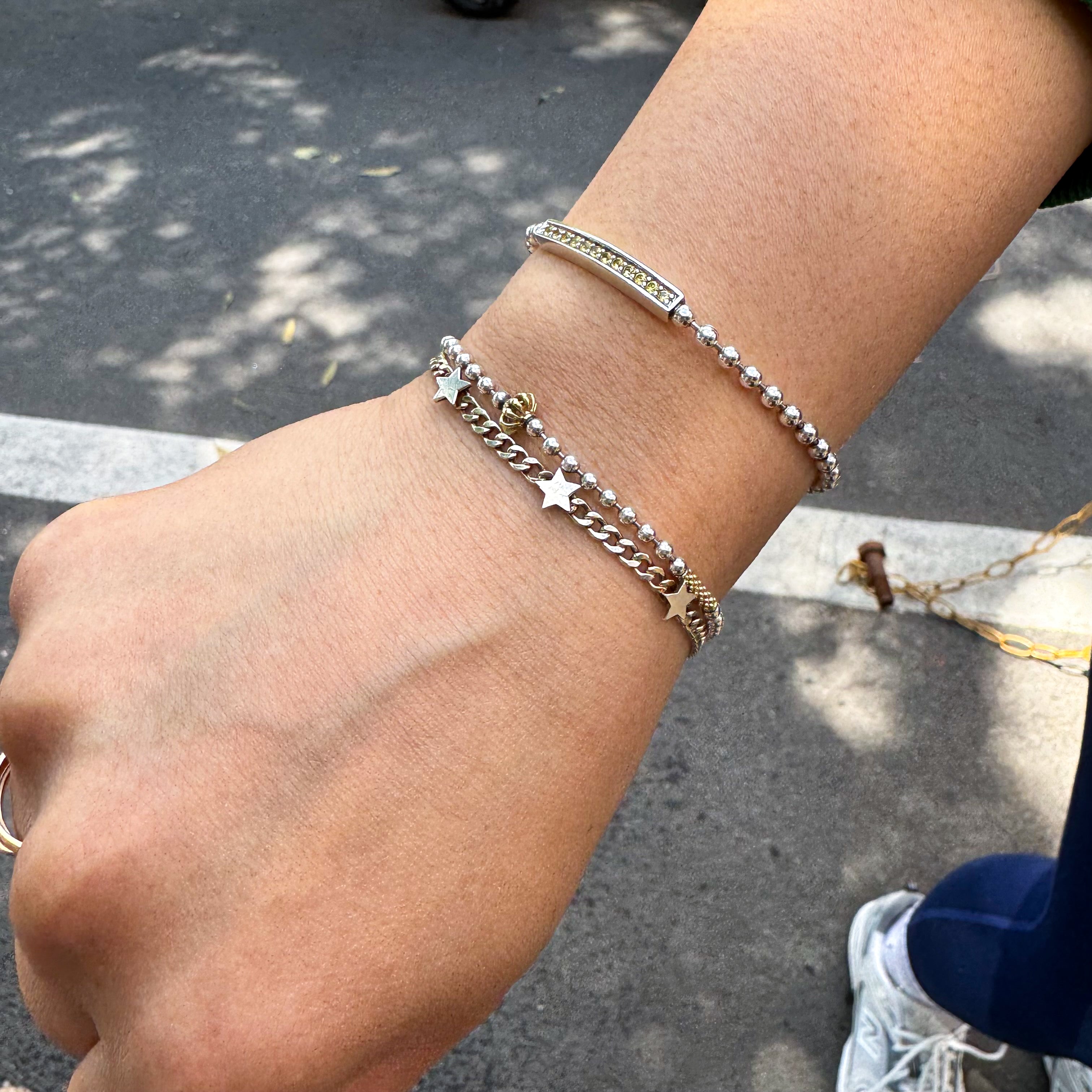 VINTAGE STERLING SILVER STAR LINK CHAIN BRACELET