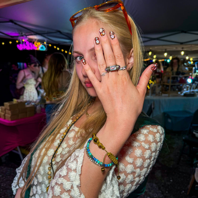 VINTAGE STERLING SILVER AQUAMARINE AND AMETHYST RING