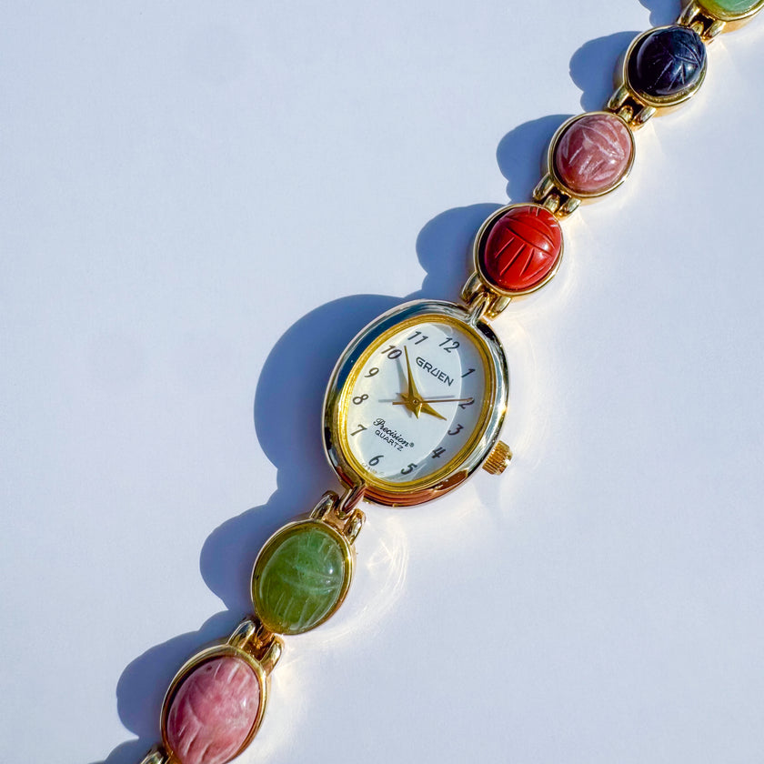 GRUEN MULTICOLOR SCARAB WATCH