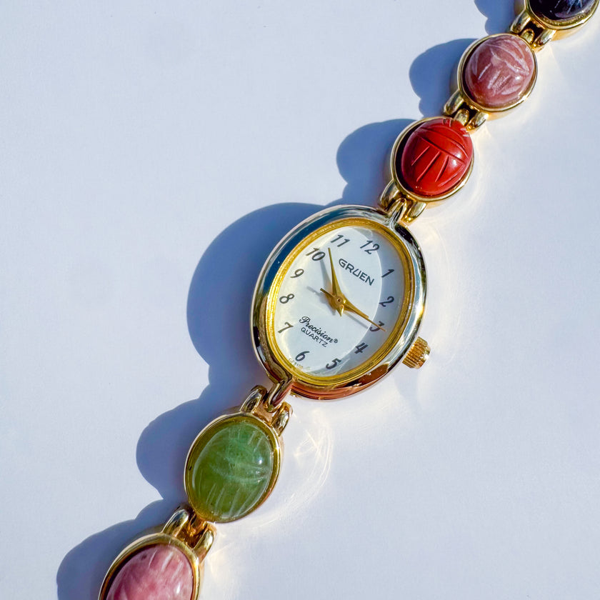 GRUEN MULTICOLOR SCARAB WATCH