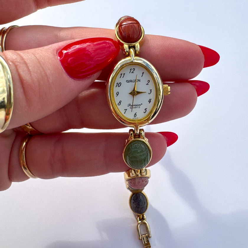 GRUEN MULTICOLOR SCARAB WATCH