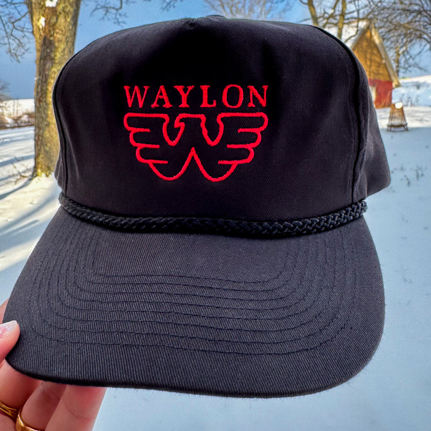 VINTAGE WAYLON JENNINGS ROPE SNAPBACK TRUCKER HAT – DEADSTOCK