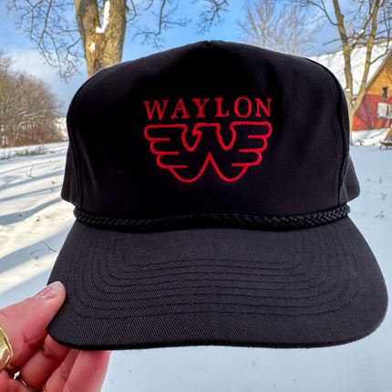 VINTAGE WAYLON JENNINGS ROPE SNAPBACK TRUCKER HAT – DEADSTOCK