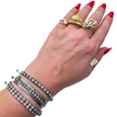 VINTAGE SILVER TONE CRYSTAL TENNIS & CHAIN STATEMENT BRACELETS