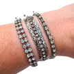 VINTAGE SILVER TONE CRYSTAL TENNIS & CHAIN STATEMENT BRACELETS