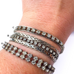 VINTAGE SILVER TONE CRYSTAL TENNIS & CHAIN STATEMENT BRACELETS