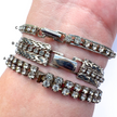 VINTAGE SILVER TONE CRYSTAL TENNIS & CHAIN STATEMENT BRACELETS