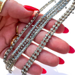VINTAGE SILVER TONE CRYSTAL TENNIS & CHAIN STATEMENT BRACELETS