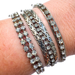 VINTAGE SILVER TONE CRYSTAL TENNIS & CHAIN STATEMENT BRACELETS