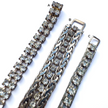 VINTAGE SILVER TONE CRYSTAL TENNIS & CHAIN STATEMENT BRACELETS