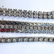 VINTAGE SILVER TONE CRYSTAL TENNIS & CHAIN STATEMENT BRACELETS