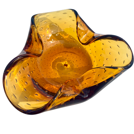 CONTROLLED BUBBLE AMBER ASHTRAY