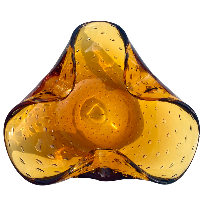 CONTROLLED BUBBLE AMBER ASHTRAY