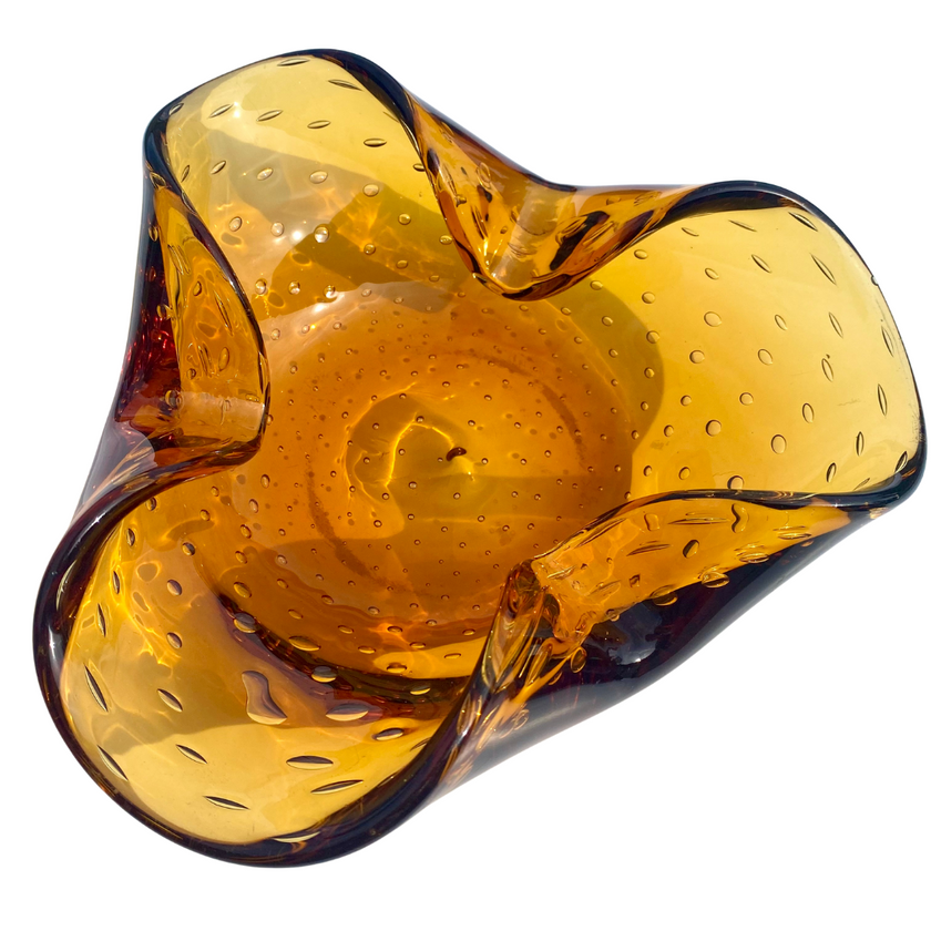 CONTROLLED BUBBLE AMBER ASHTRAY