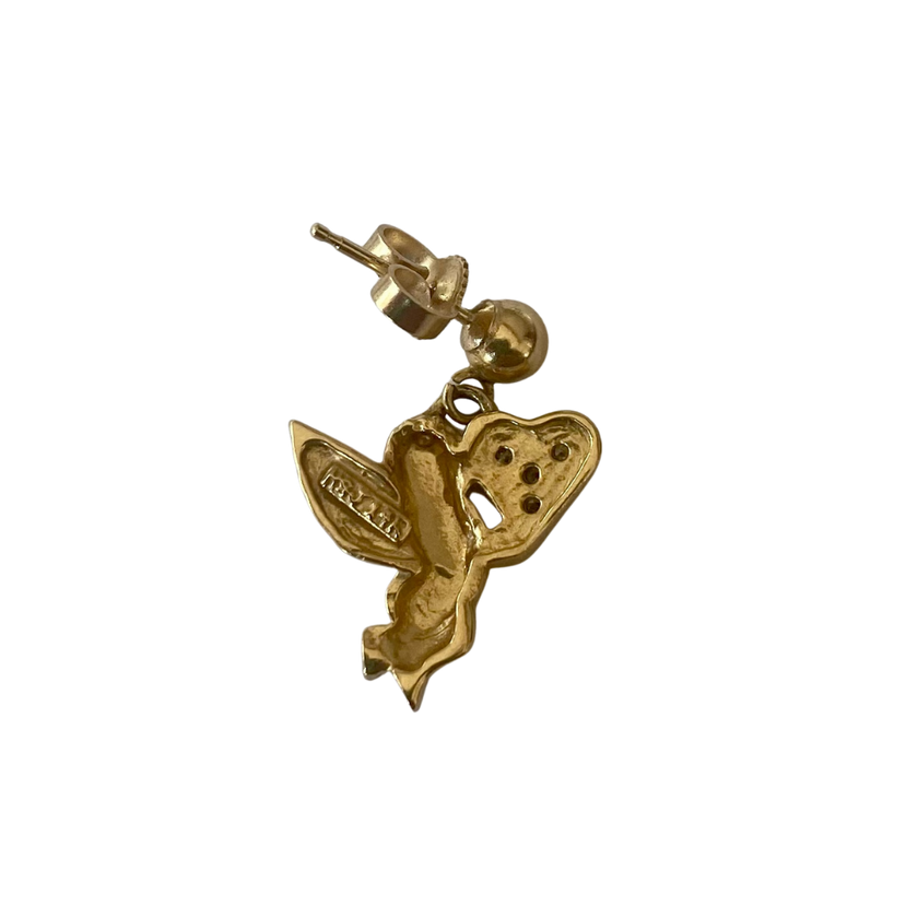 14K GOLD & DIAMOND CHERUB ANGEL DROP EARRINGS