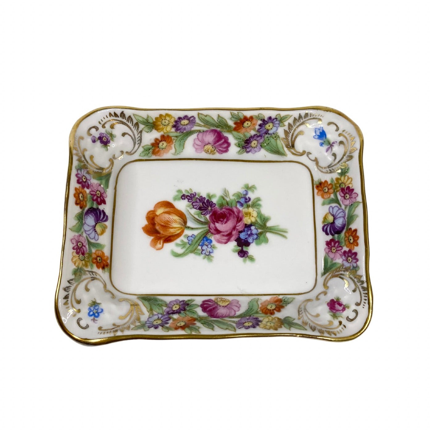 ECLECTIC DRESDEN FLOWERS ASHTRAY