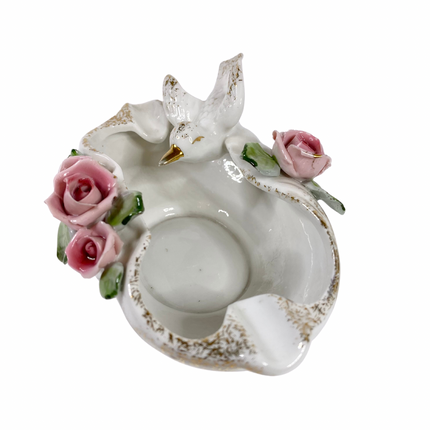 CAPODIMONTE ITALY WHITE DOVE ASHTRAY