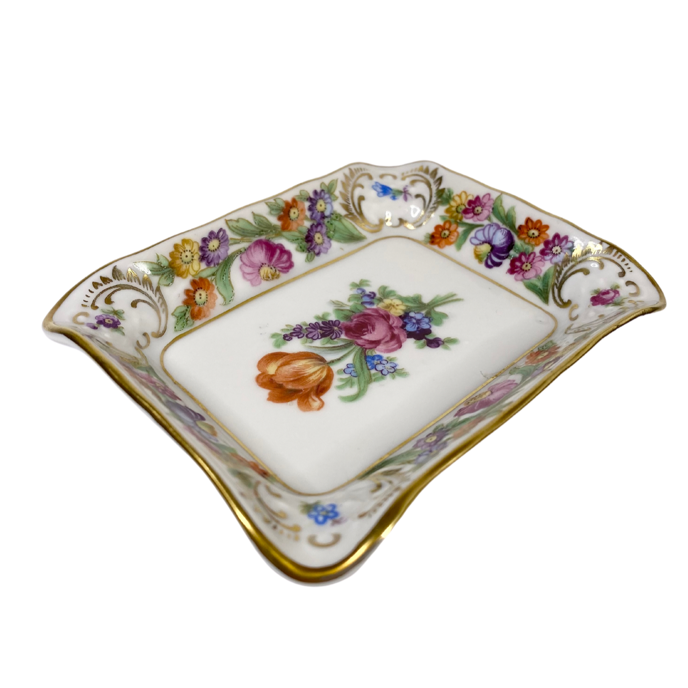 ECLECTIC DRESDEN FLOWERS ASHTRAY