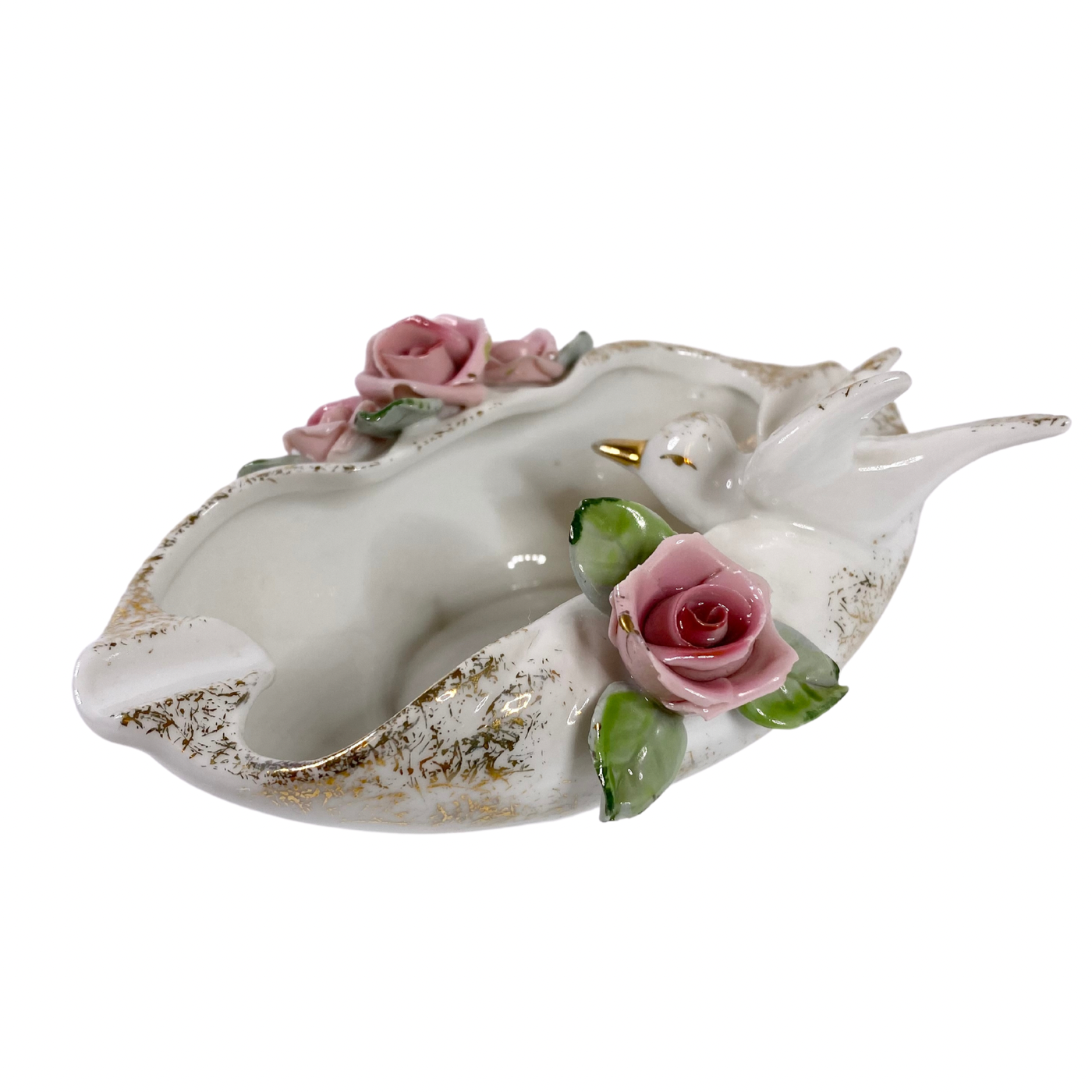 CAPODIMONTE ITALY WHITE DOVE ASHTRAY