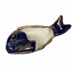 HAND PAINTED GILDED FISH ASHTRAY